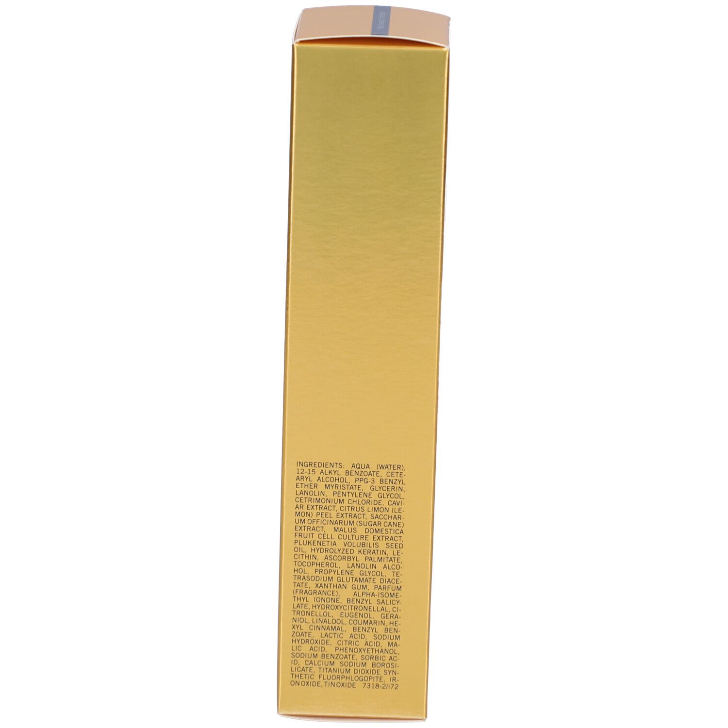 Goldene Verpackung mit Produkt. Aufschrift: Marlies Möller, Luxury Golden Caviar Mask Conditioner.