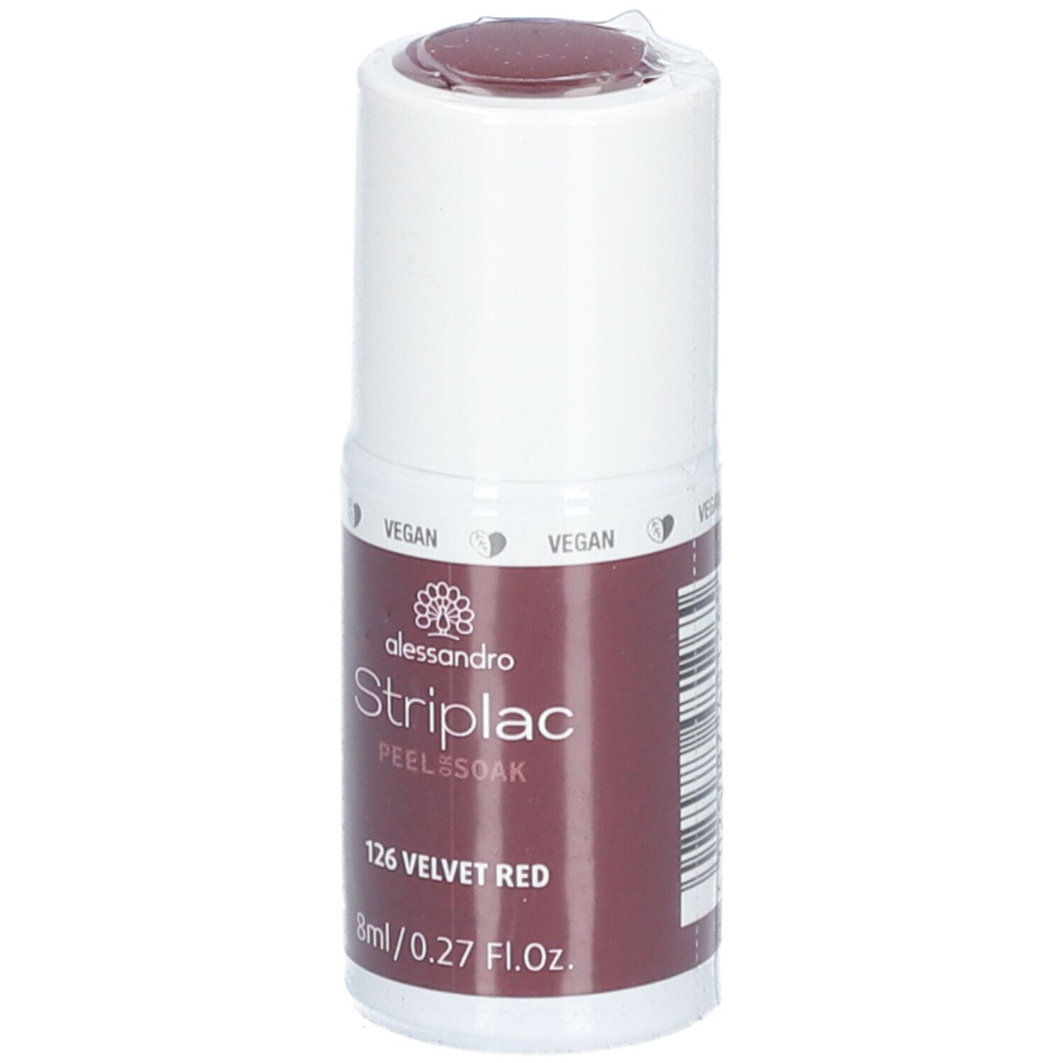 Alessandro International StripLac Peel or Soak 8 ml - 126 velvet red