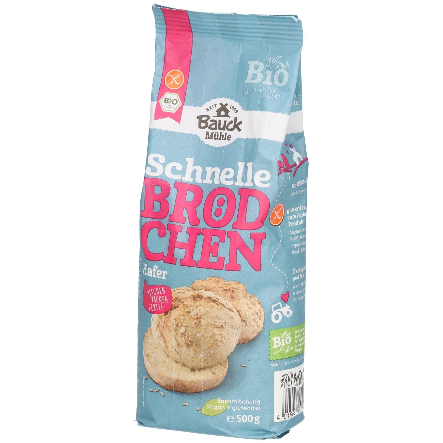 Bauckhof Schnelle Brötchen Hafer Backmischung, glutenfrei, 500g.