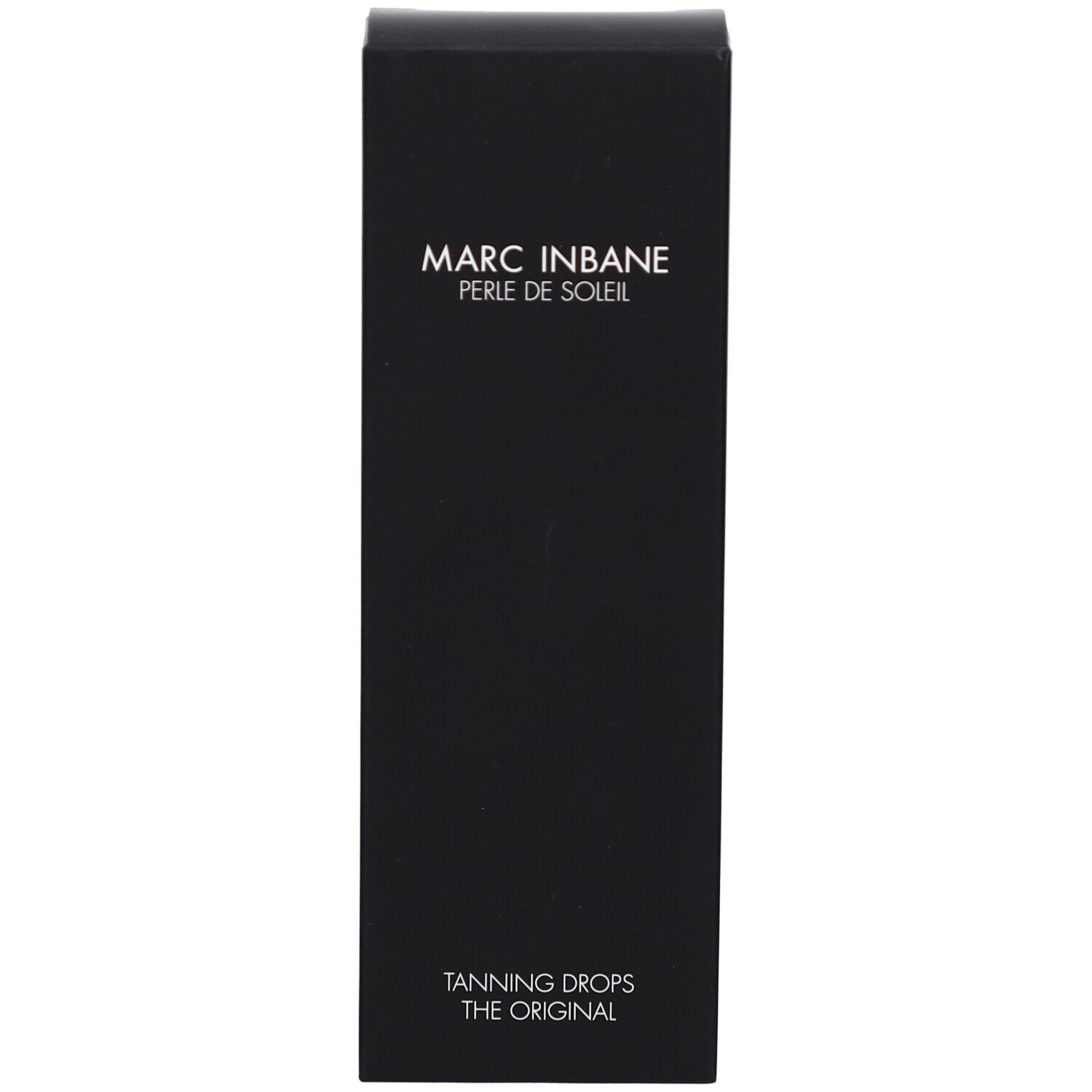 Schwarze Schachtel. Text: Marc Inbane, Perle de Soleil, Tanning Drops The Original.