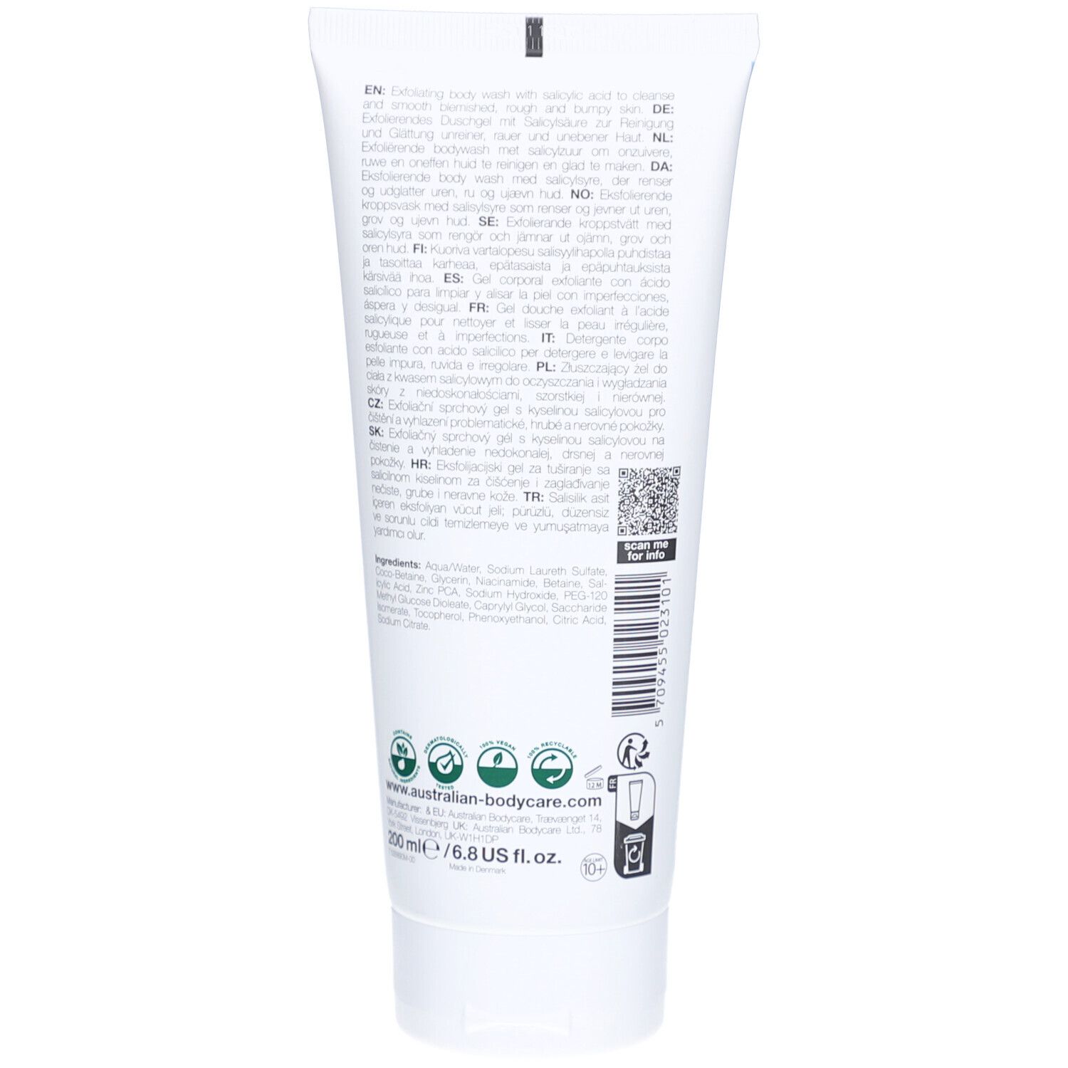 Weiße Tube mit Aufdruck, 200 ml.