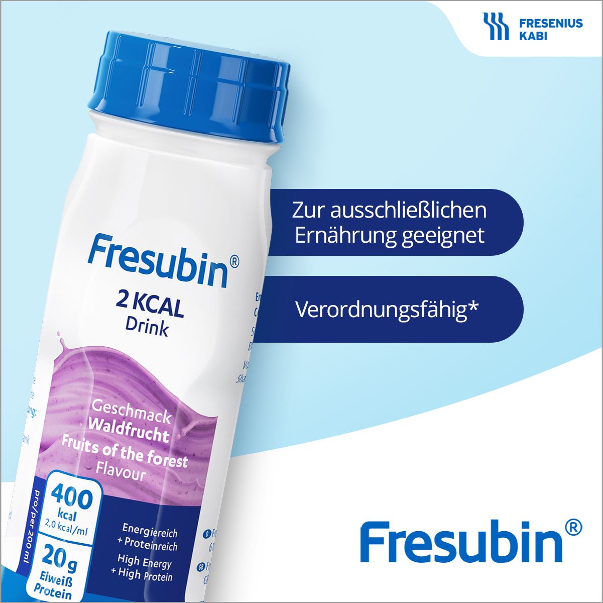 Fresubin 2 kcal Trinknahrung Waldfrucht | Aufbaukost & Nahrung mit Vitamin D für mehr Energie