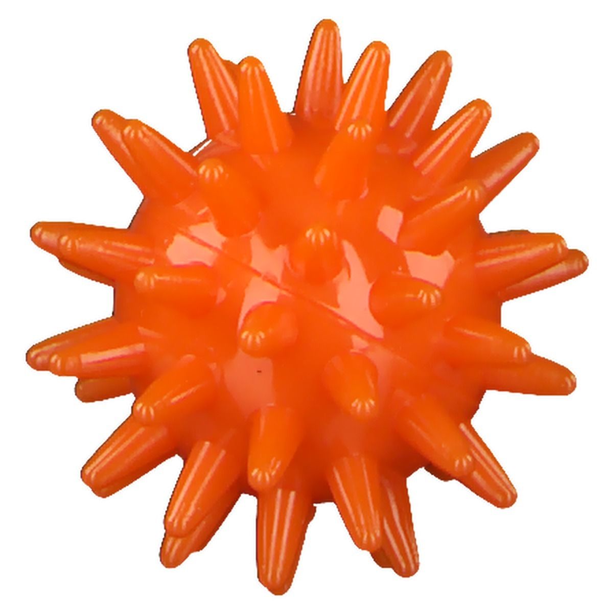 Oranger Igelball mit spitzen Noppen. Wellness-Produkt.