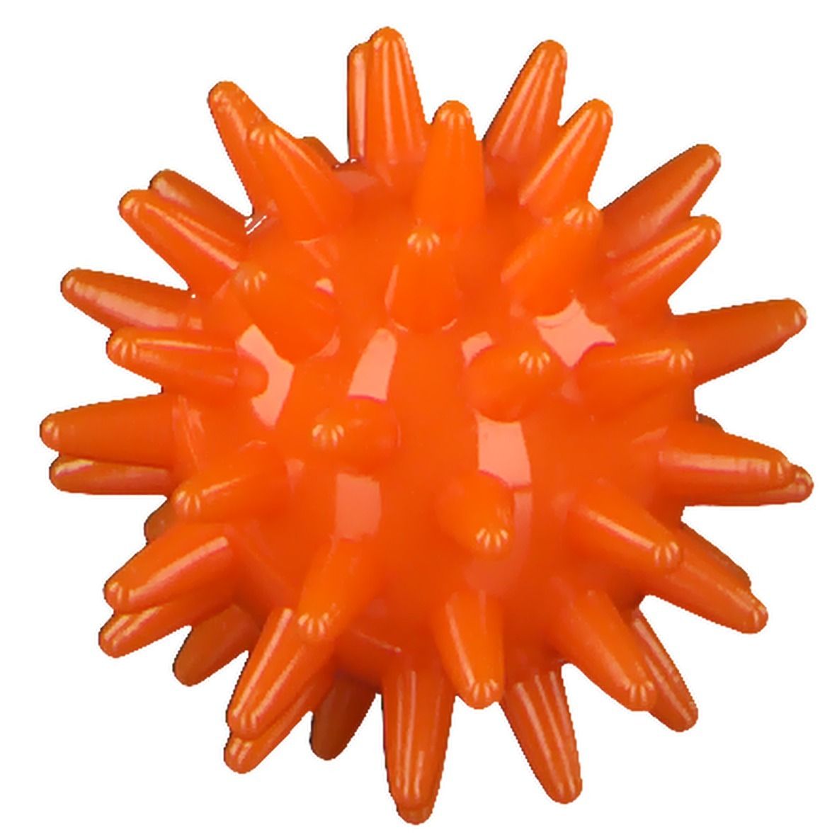 Oranger Igelball mit spitzen Noppen. Wellness-Produkt.