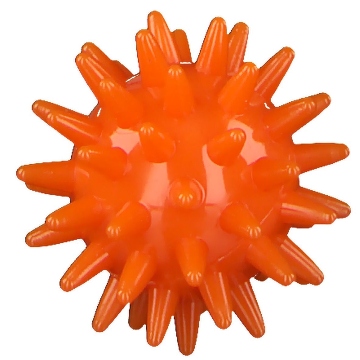 Oranger Igelball mit Noppen. Wellness-Produkt. Durchmesser ca. 5 cm.