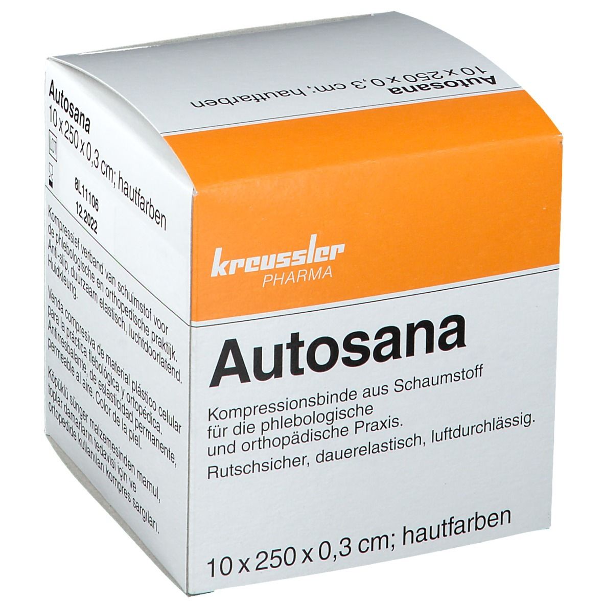 Autosana Kompressionsbinde aus Schaumstoff 10 cm x 2,5 m x 0,3 cm hautfarbend
