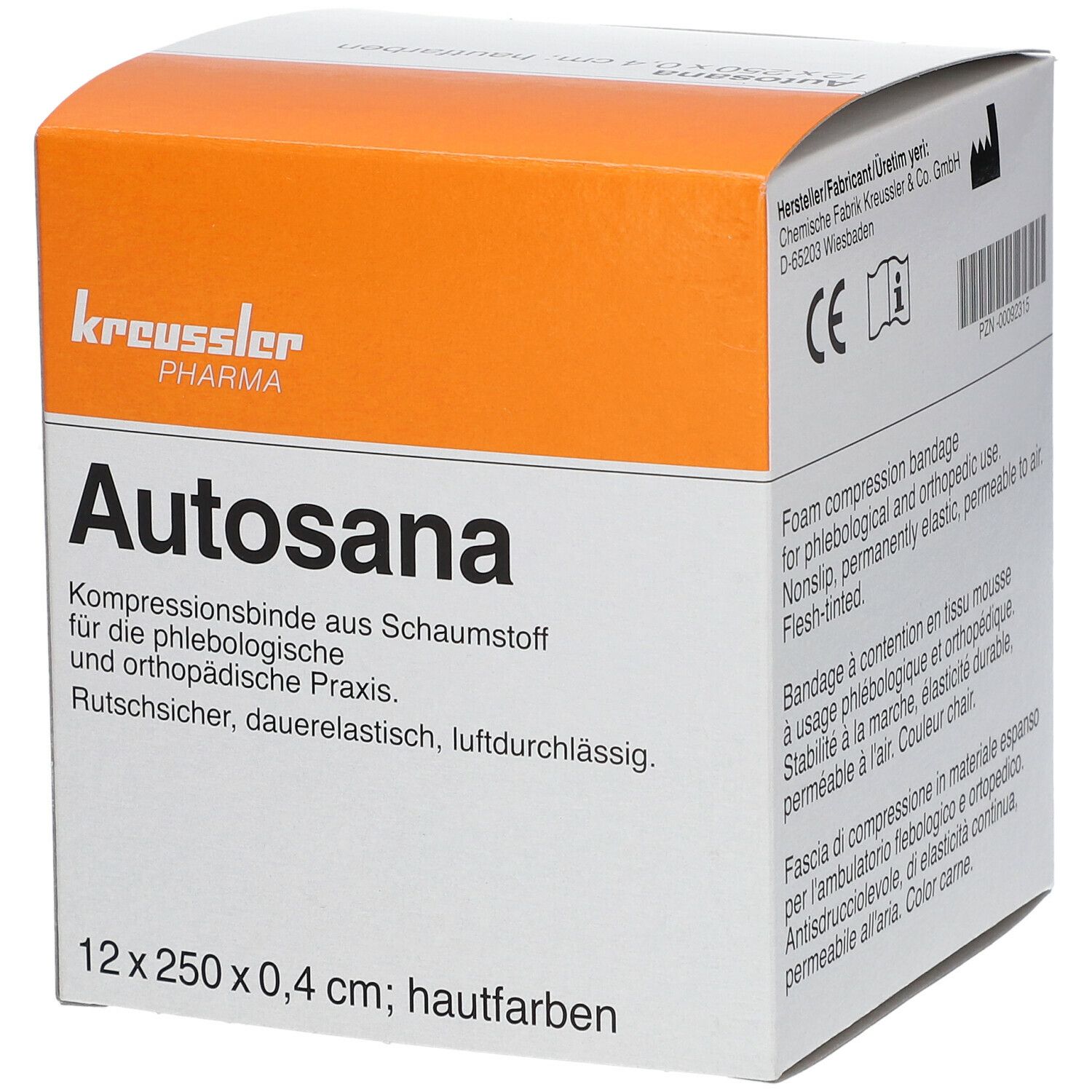 Autosana Kompressionsbinde aus Schaumstoff 12 cm x 2,5 m x 0,4 cm hautfarbend