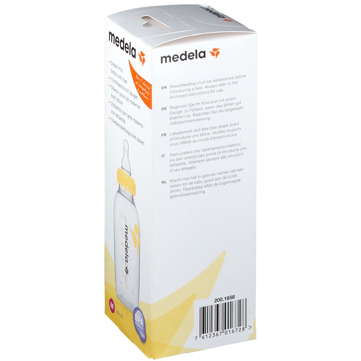 Medela Muttermilchflasche 250ml mit Medela Silikonsauger M