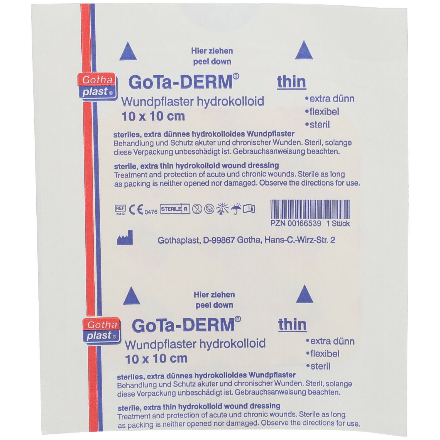GoTa-DERM® thin steril Pflaster 10 x 10 cm