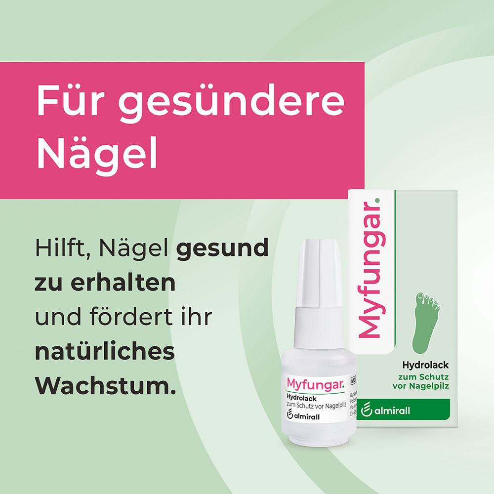 Ein Fläschchen Myfungar Hydro lack und eine Verpackung.