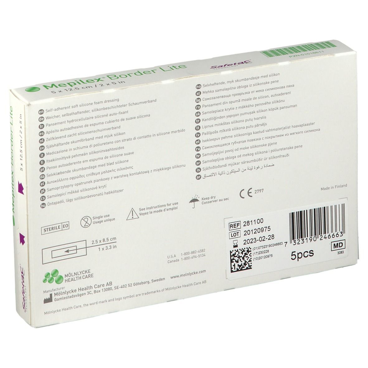 Mepilex® Border Lite Schaumverband 5 cm x 12,5 cm steril