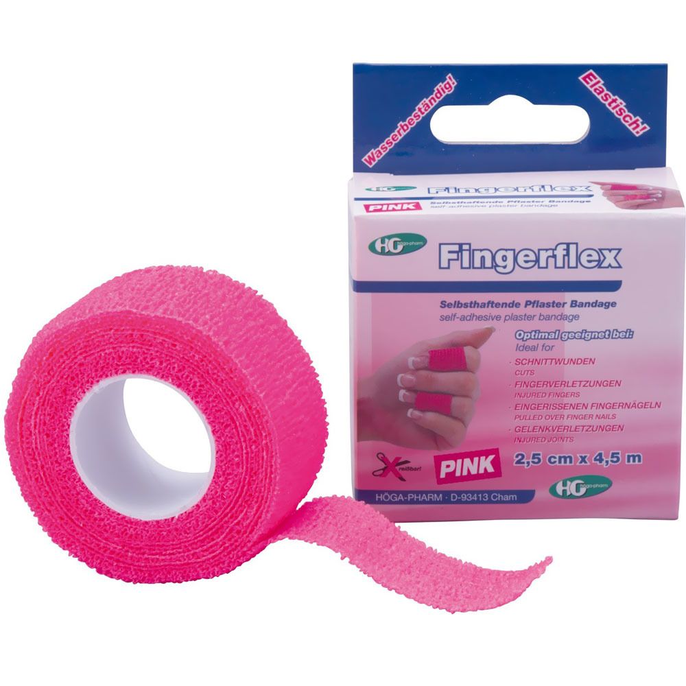 Fingerflex, selbsthaftende Pflaster Bandage 2,5 cm x 4,5 m Pink 1 St 