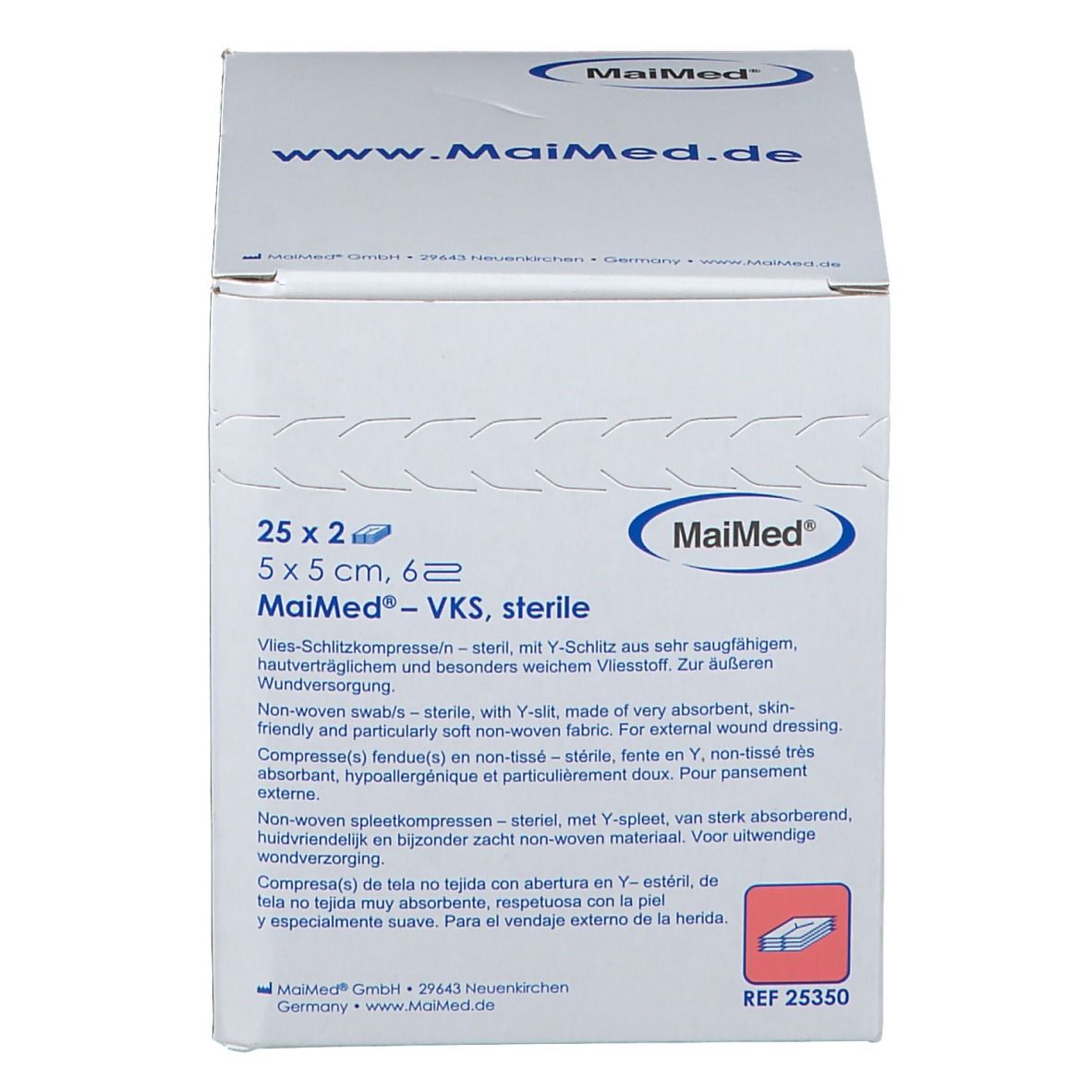 MaiMed® Vlies-Schlitzkompressen 5 x 5 cm 6 fach steril