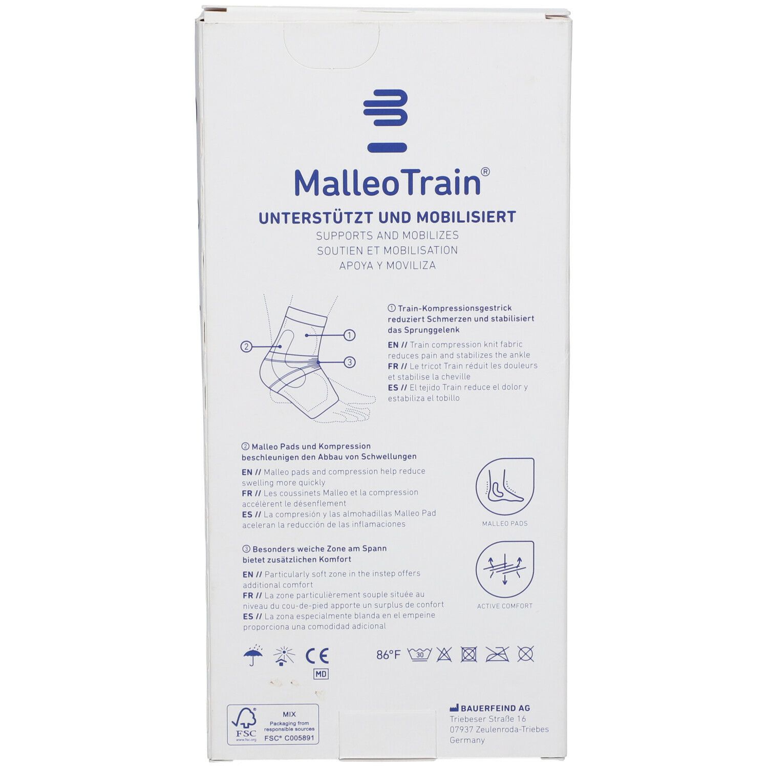 MalleoTrain® Sprunggelenkbandage links Gr.4 natur