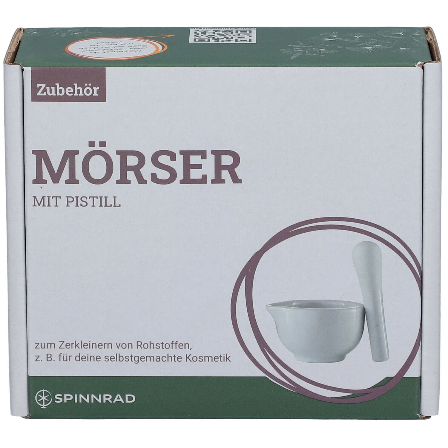 Spinnrad® Mörser Porzellan Weiss 6,8 cm Ø. mit Pistill