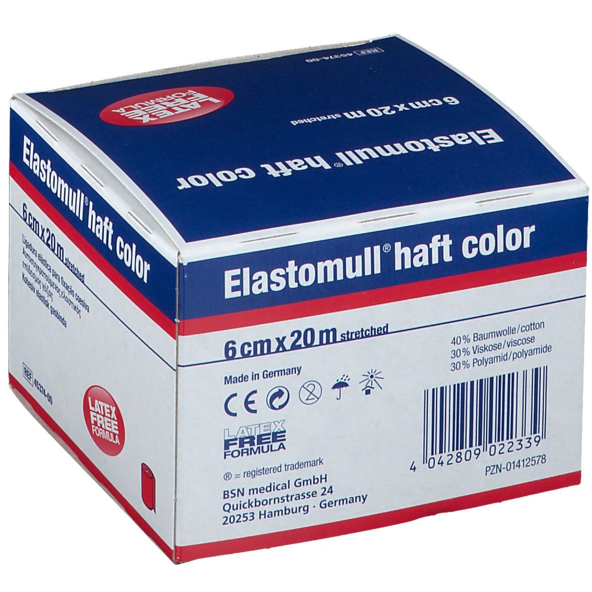 Elastomull® haft color Fixierbinde rot 20 m x 6 cm
