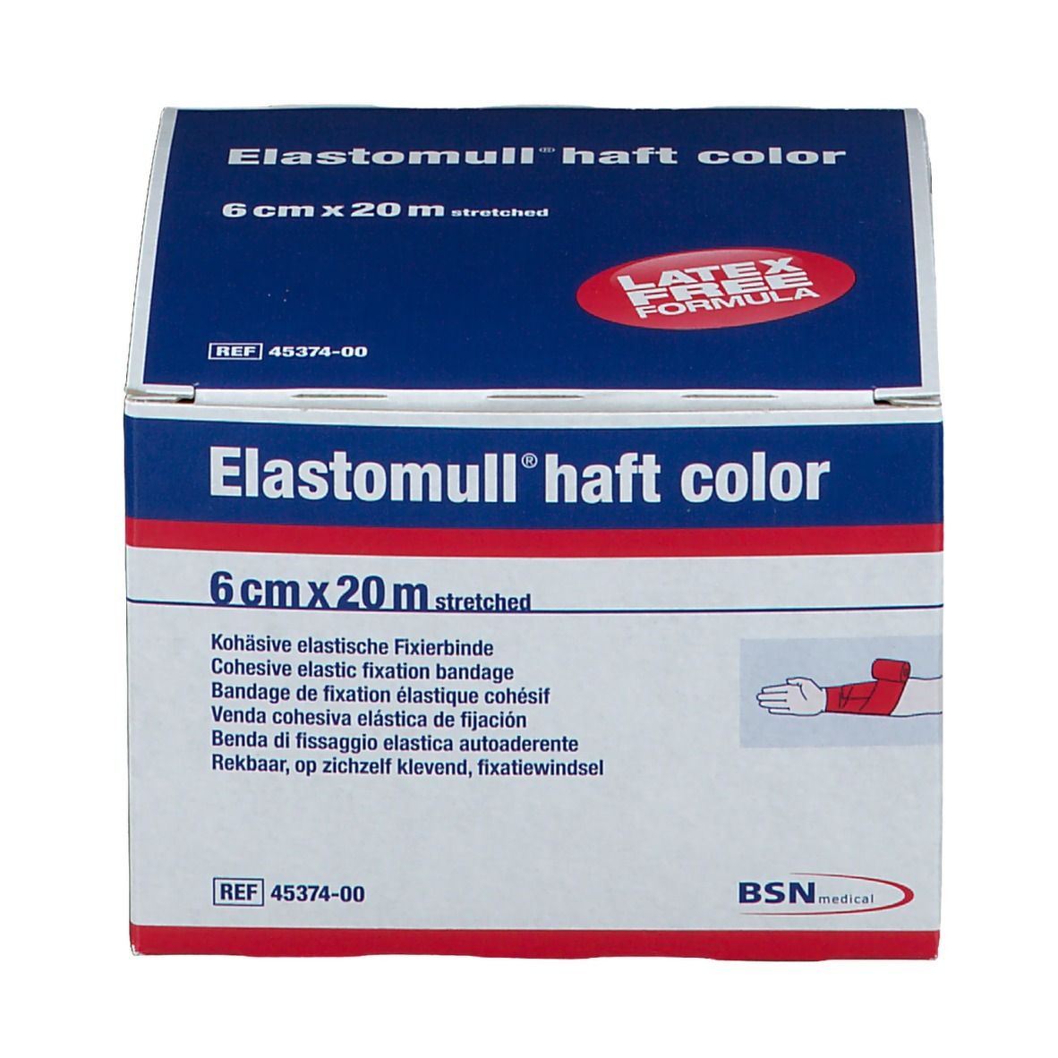 Elastomull® haft color Fixierbinde rot 20 m x 6 cm