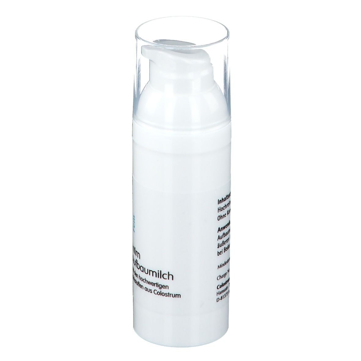 Weiße Flasche mit durchsichtigem Deckel. Aufschrift: Repalac Fem Intim-Aufbaumilch. 50 ml.