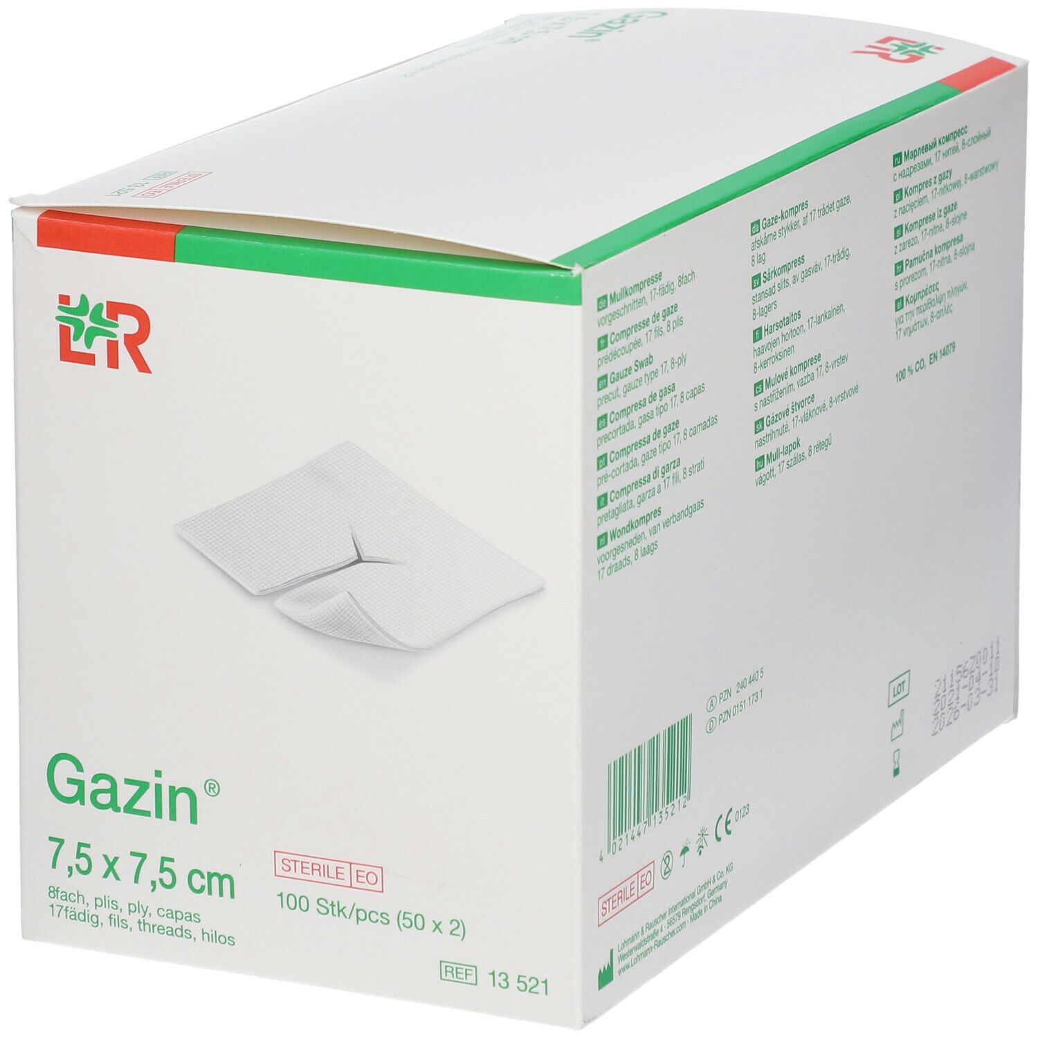 Gazin® Schlitzkompresse 7,5 cm x 7,5 cm steril 8 lagig