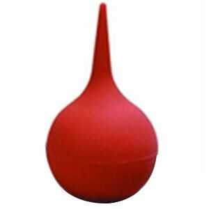 Roter Gummiball mit spitzem Aufsatz. Medizinprodukt.