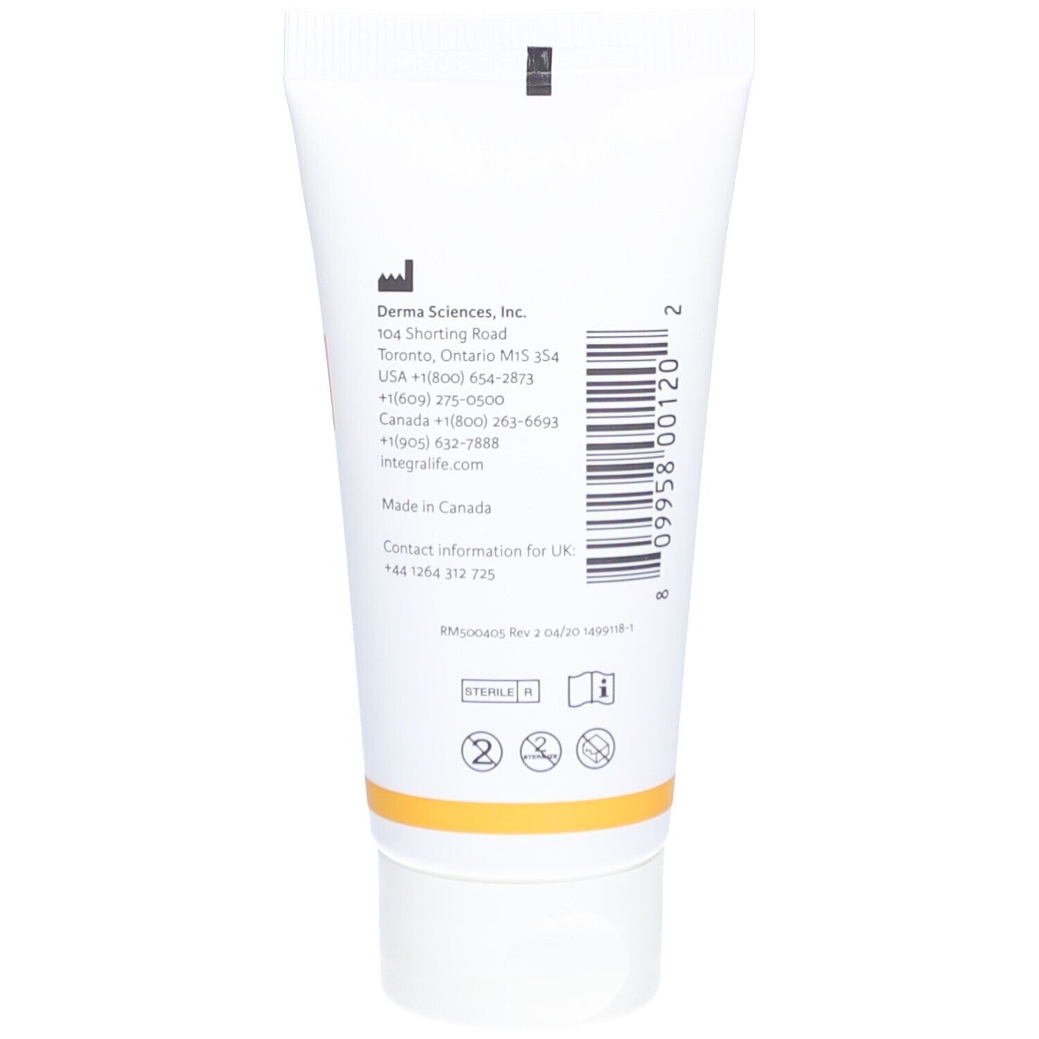 Rückseite der MEDIHONEY® Tube. Text: Produktkomponenten aus Neuseeland. CE-Kennzeichnung, Steril-Symbol.