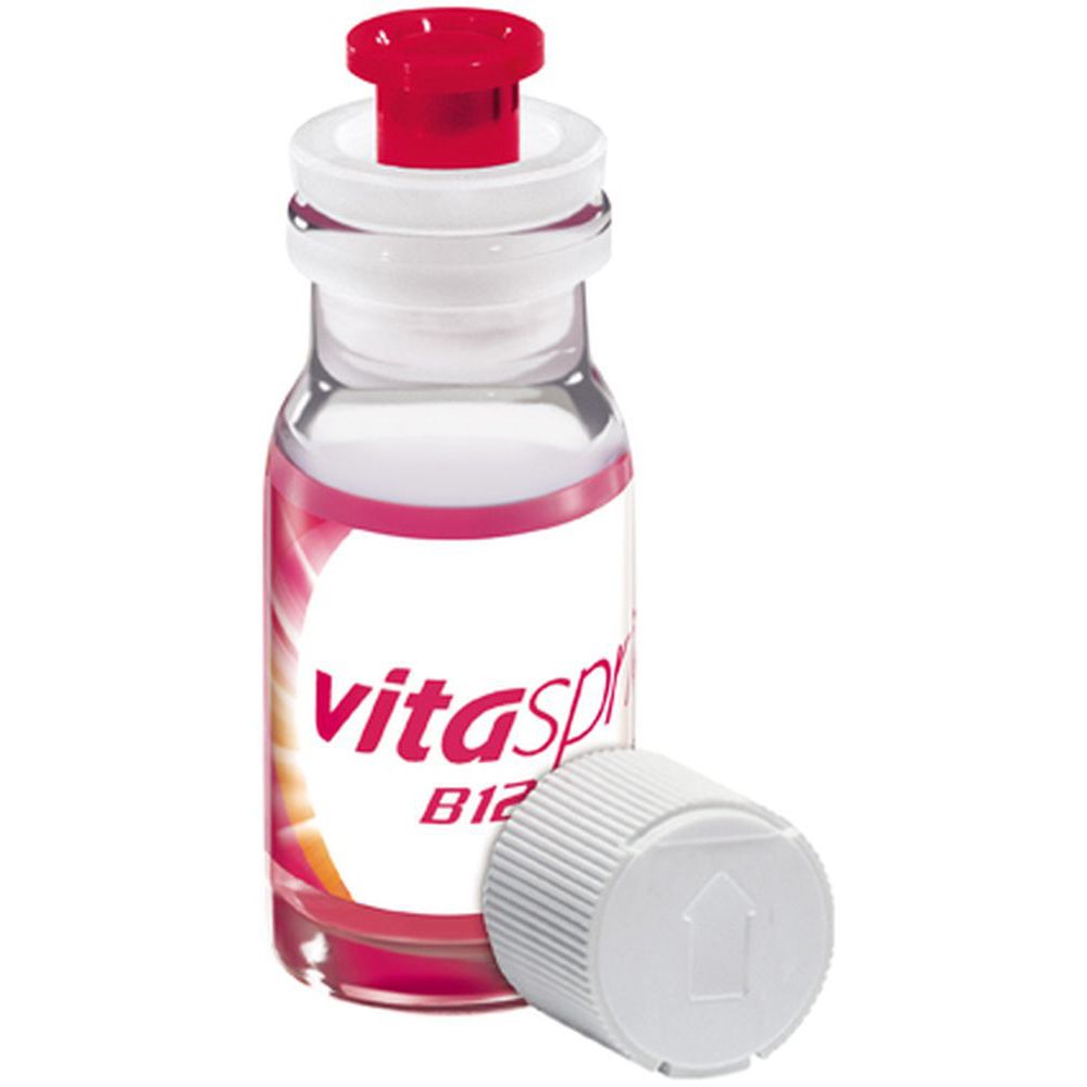 Weiße Verpackung mit Vitasprint B12. Text und Fläschchen abgebildet. Gsk Logo.