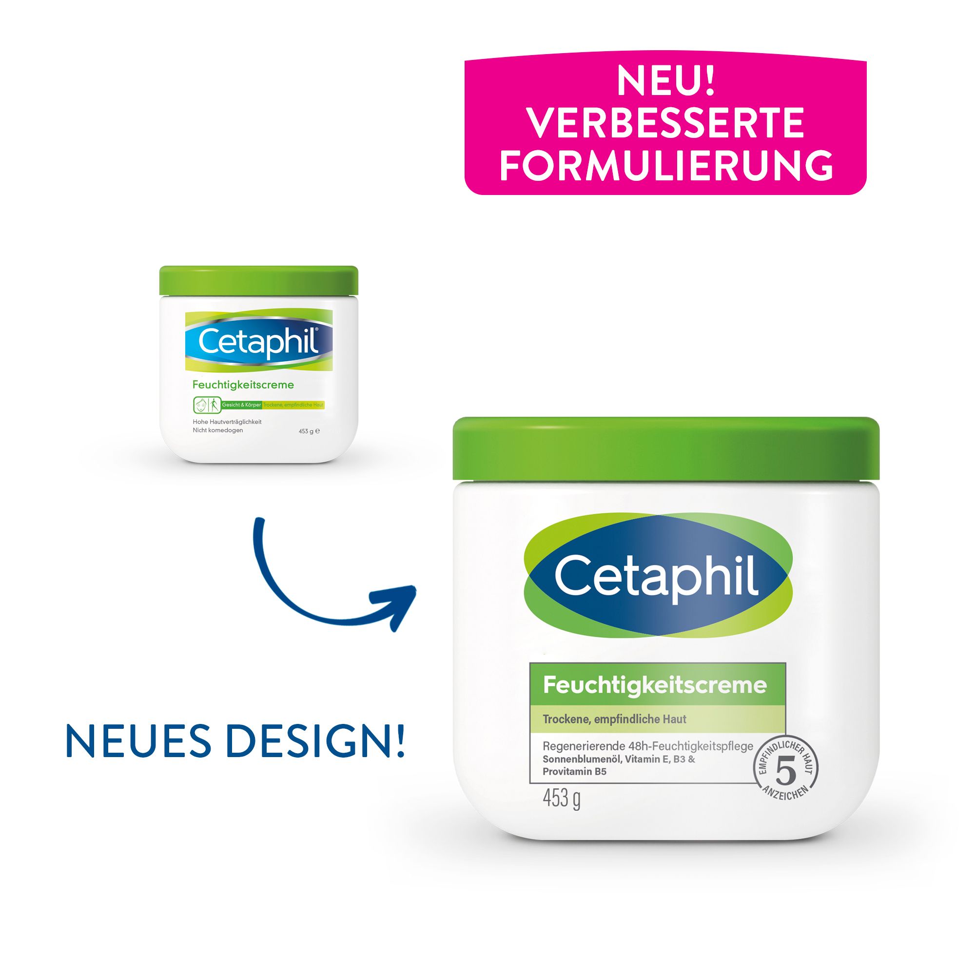 CETAPHIL Feuchtigkeitscreme für trockene, empfindliche Körper- & Gesichtshaut