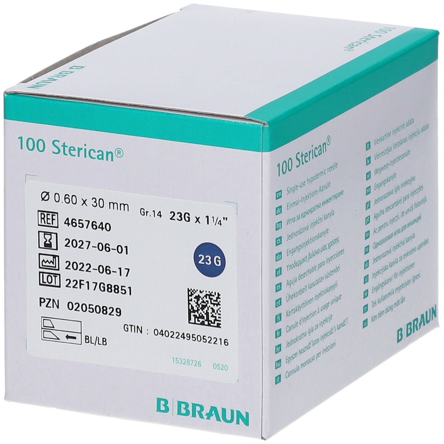 Sterican® Standardkanüle Gr. 14 G23 x 1 1/4 Zoll 0,60 x 30 mm blau