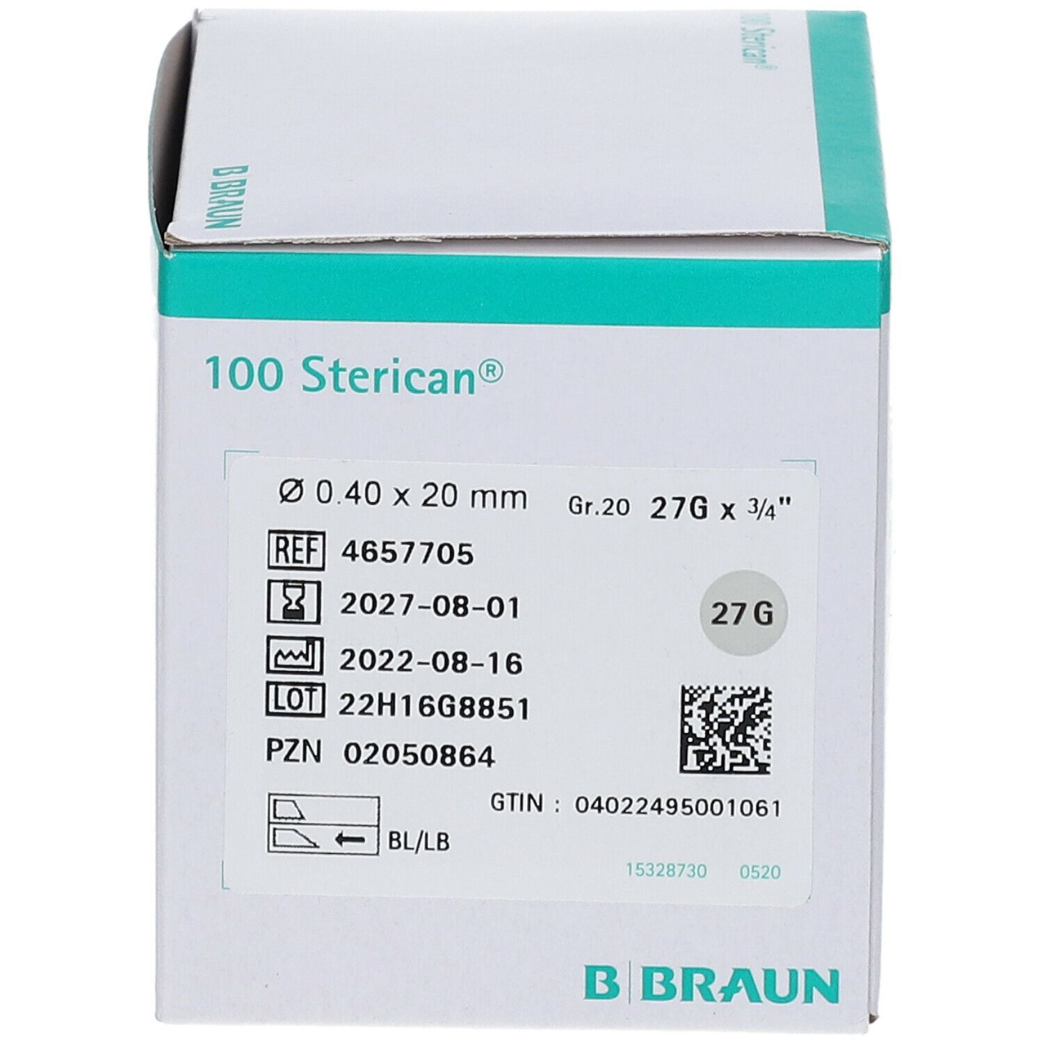 Sterican® Standardkanüle Gr. 20 G27 x 3/4 Zoll 0,40 x 20 mm grau