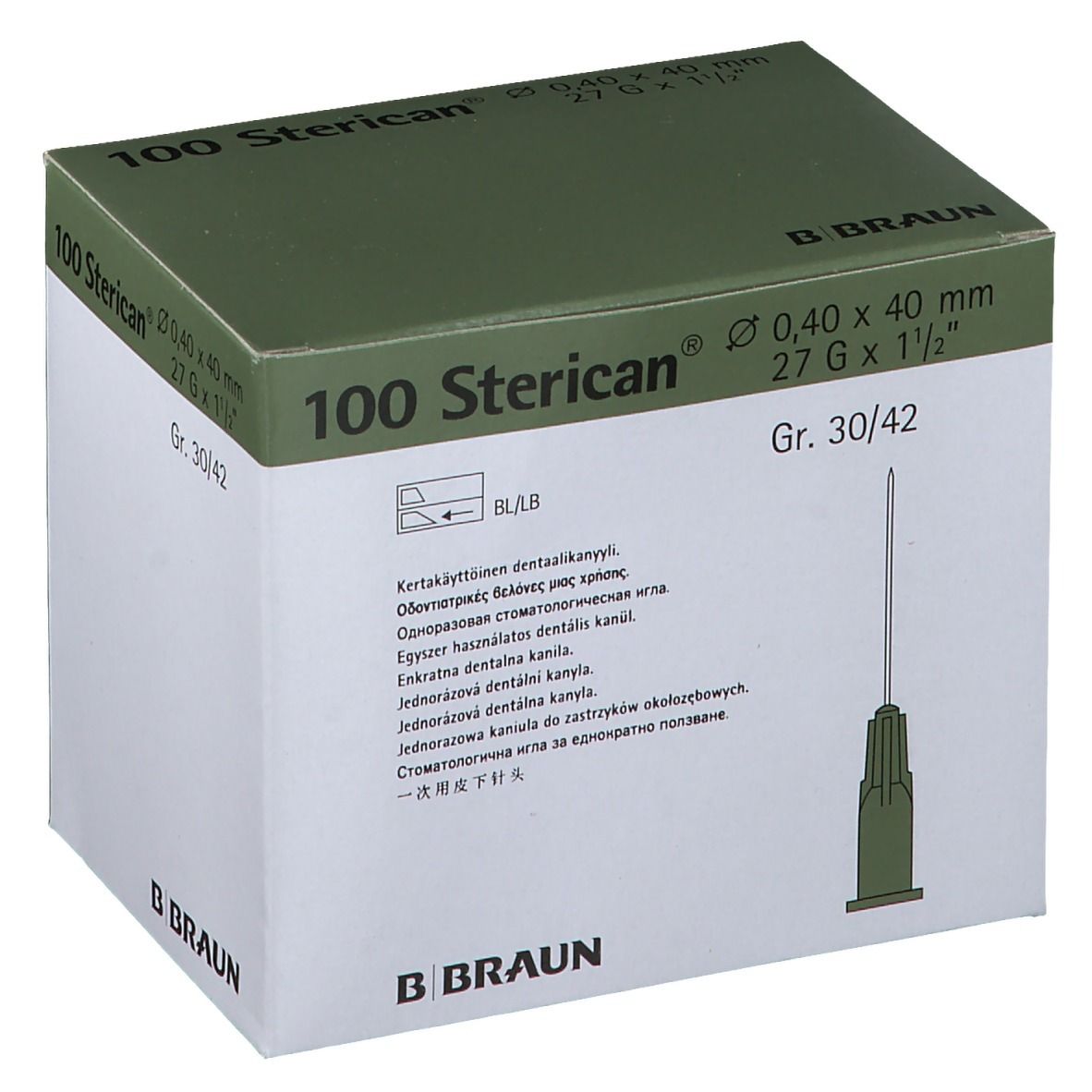 Sterican® für Dental-Anästhesie G27 x 1 1/2 Zoll 0,40 x 40 mm grau