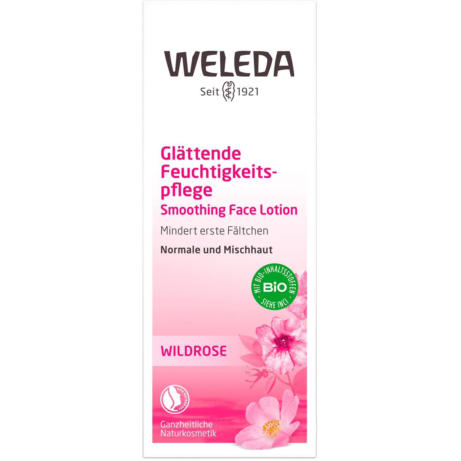 Weleda Wildrose Glättende Feuchtigkeitspflege - leicht & schnell einziehende Creme, mindert Fältchen