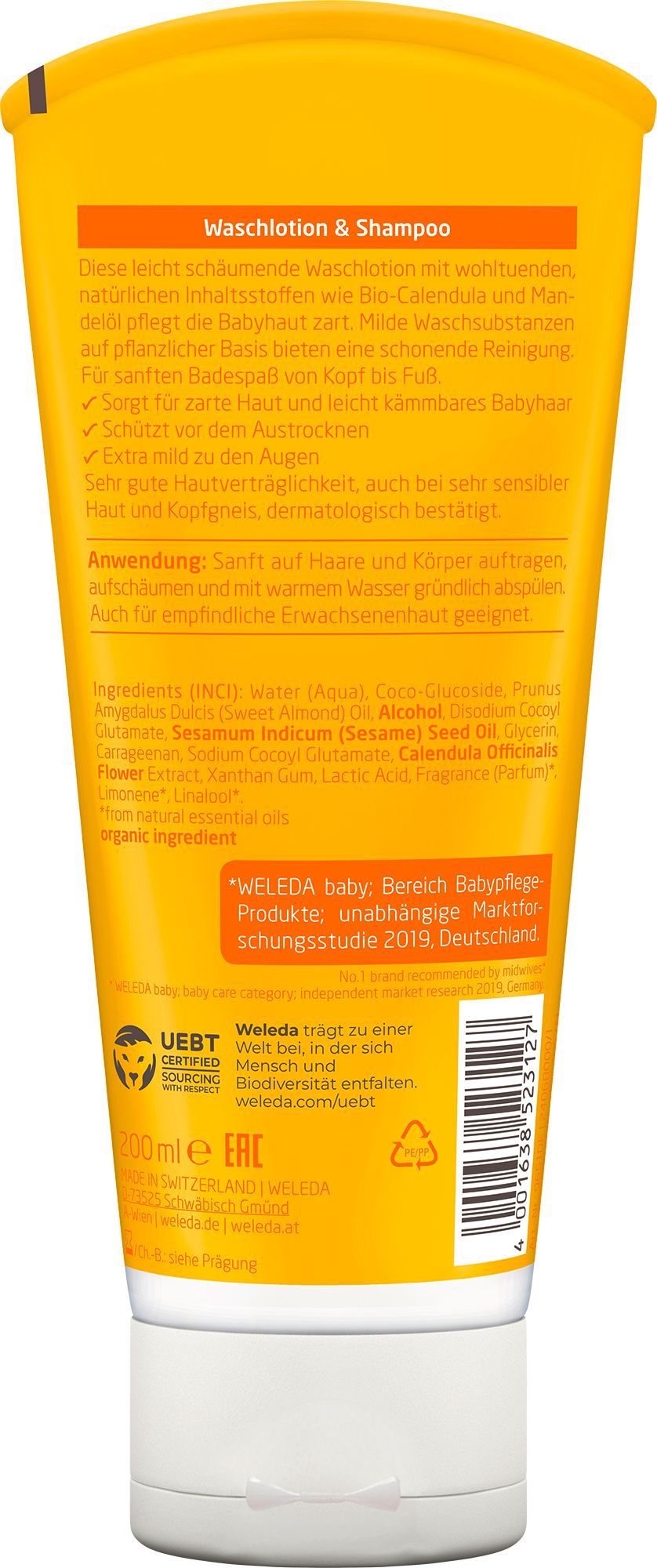 Weleda Baby Waschlotion & Shampoo Calendula - reinigt Haut & Haare schonend, mild zu den Augen