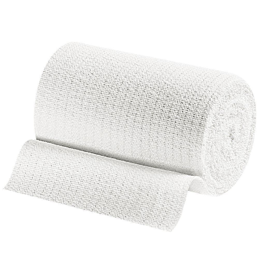 Gerollte, weiße Idealast-Bandage. Ein Ende der Bandage ist abgerollt.