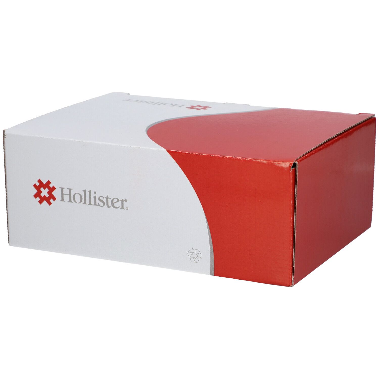 Karton mit roter und weißer Farbgebung. Das Hollister-Logo ist auf der Seite sichtbar.