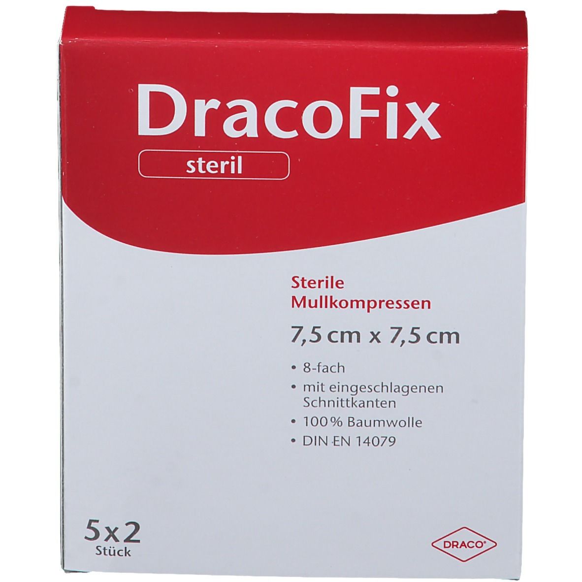 DracoFix Mullkompressen steril 8fach 7,5 x 7,5 cm