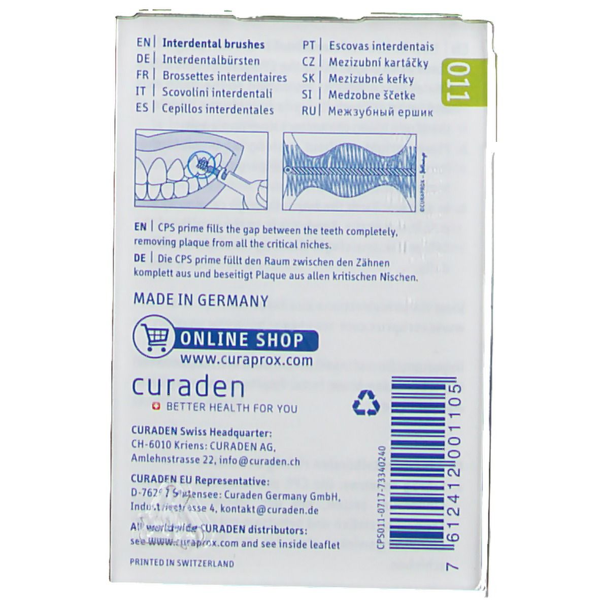 Curaprox® Interdentalbürsten CPS 011 prime 1,1 - 5,0 mm
