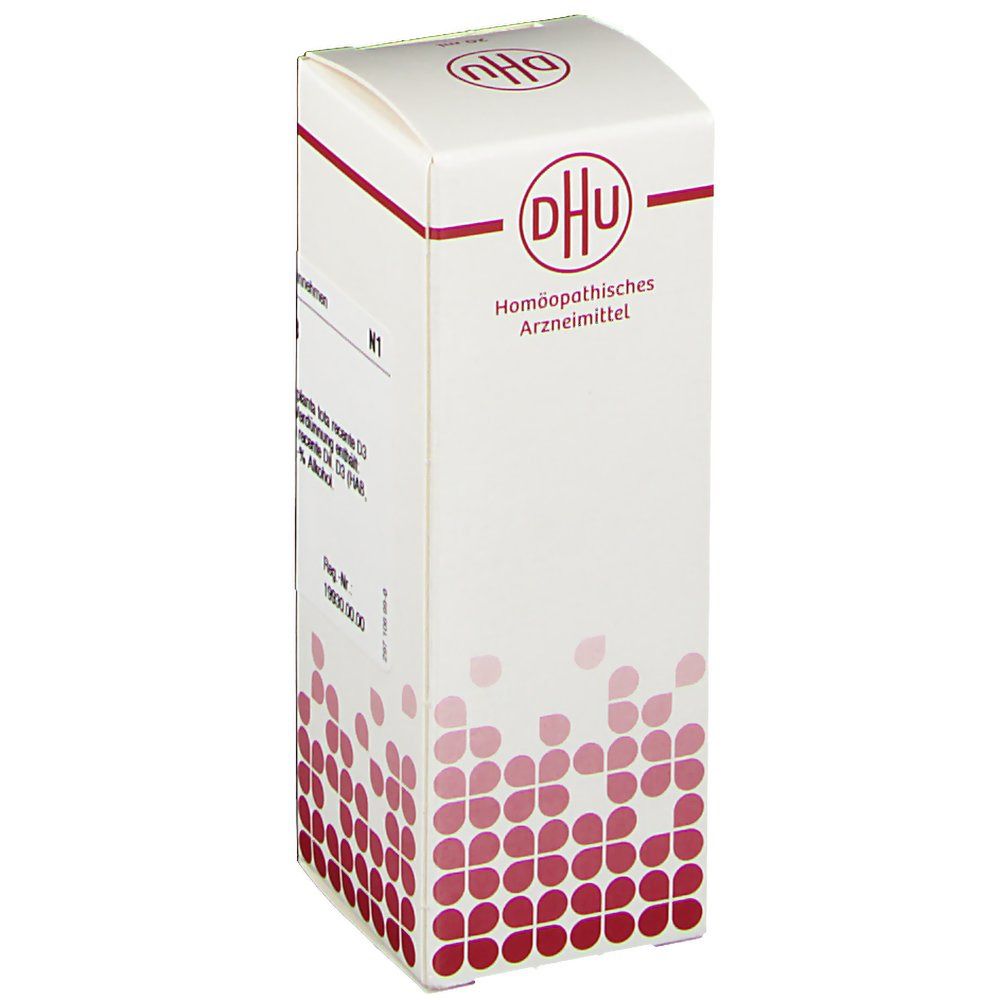 DHU-Verpackung mit Produktinformationen. Aufschrift: Homöopathisches Arzneimittel, N1.