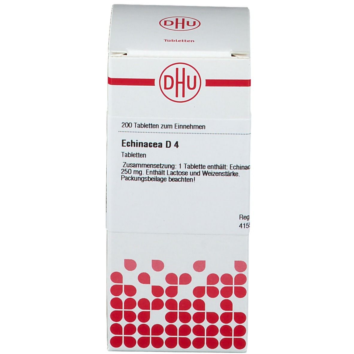Weiße Schachtel mit rotem Logo und Produktinformationen. Enthält Tabletten.