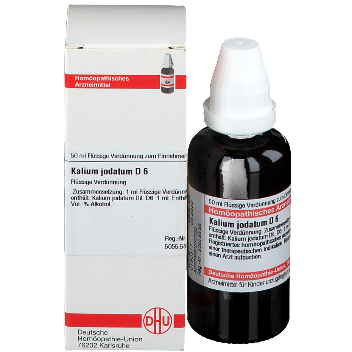 Braune Glasflasche mit weißem Verschluss und Karton. Arzneimittel.