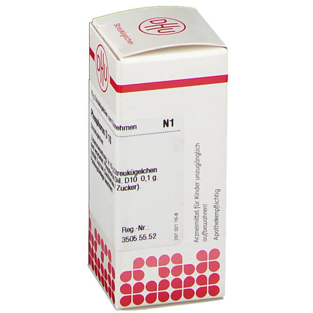 DHU Phosphorus D10-Schachtel. Aufschrift: 10 g Streukügelchen. Produktname und weitere Informationen.