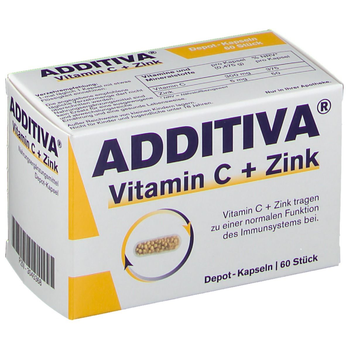 ADDITIVA® Vitamin C + Zink Depot 300 mg Kapseln 60 St Shop Apotheke