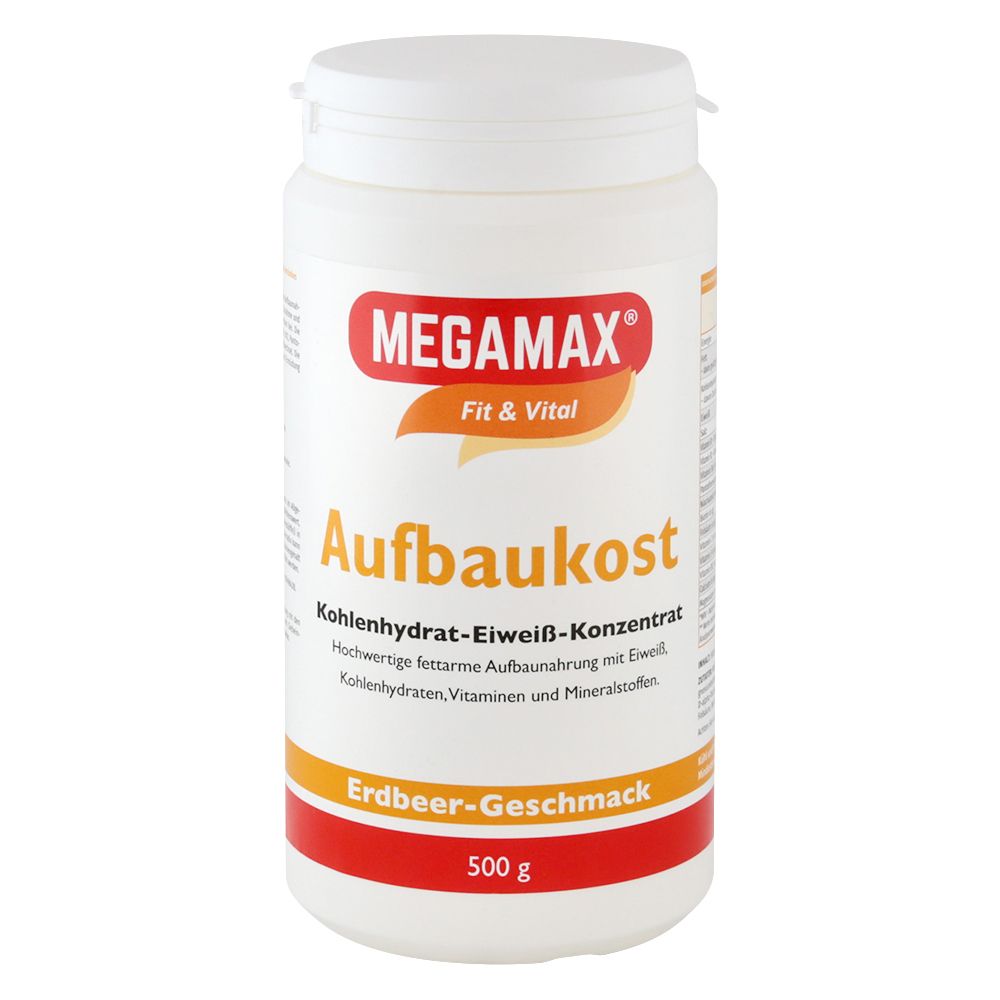 MEGAMAX® Fit & Vital Aufbaukost Kohlenhydrat-Eiweiß-Konzentrat Erdbeer-Geschmack