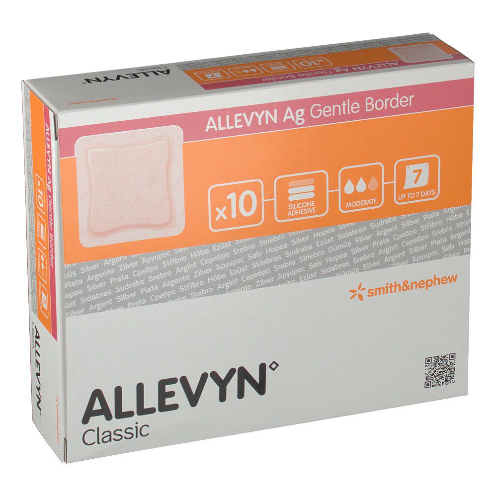 ALLEVYN Ag Gentle Border 7,5x7,5 cm Wundverband