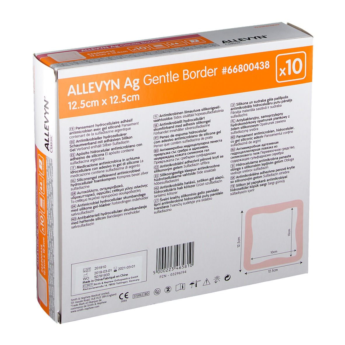 ALLEVYN Ag Gentle Border 12,5x12,5 cm Wundverband