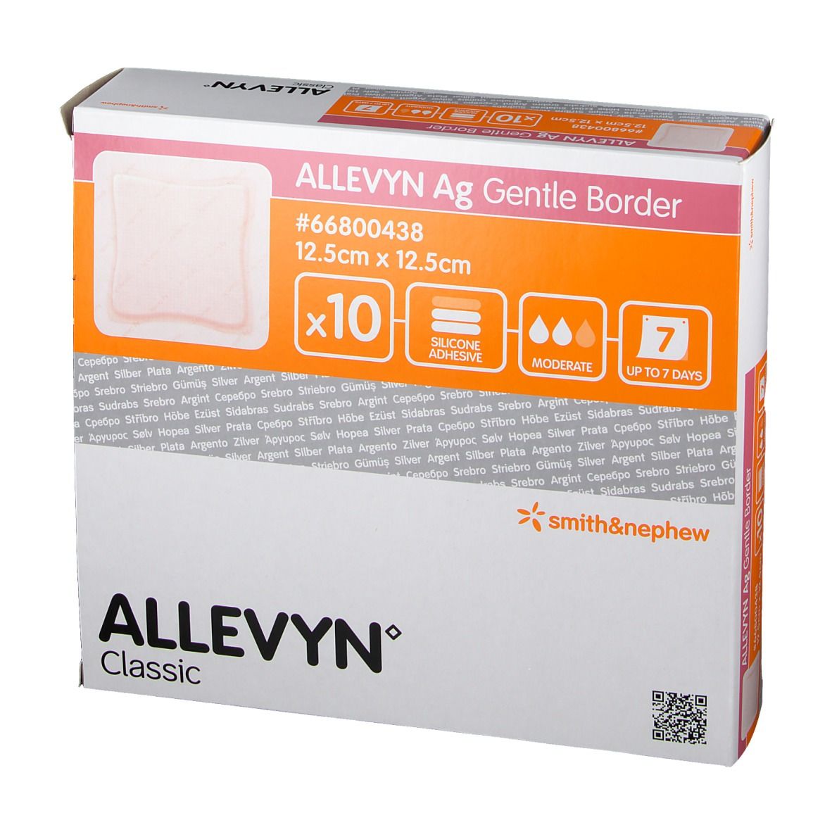 ALLEVYN Ag Gentle Border 12,5x12,5 cm Wundverband