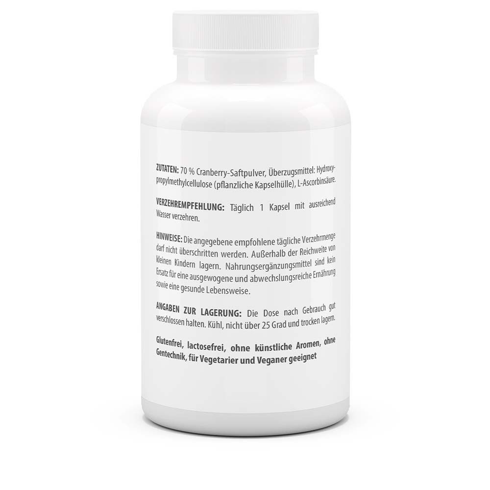 Rückseite der Flasche. Zutaten, Verzehrempfehlung, Hinweise zur Lagerung. Glutenfrei, lactosefrei, ohne künstliche Aromen.