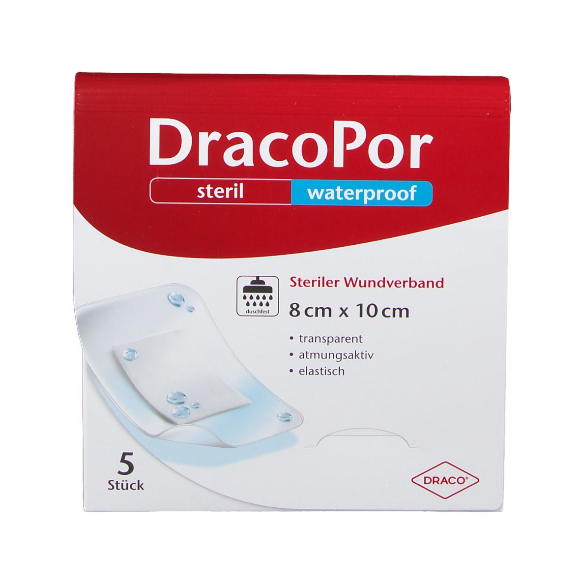 DRACOPOR waterproof Wundverband 8 x 10 cm steril