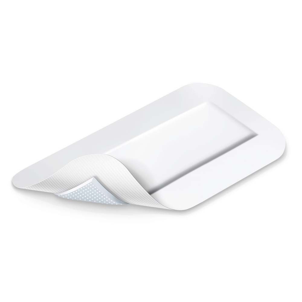Verpackung von COSMOPOR advance Wundschnellverband. Weißer Karton mit Produktlogo, Größenangabe 20x10cm und 25 Stück.