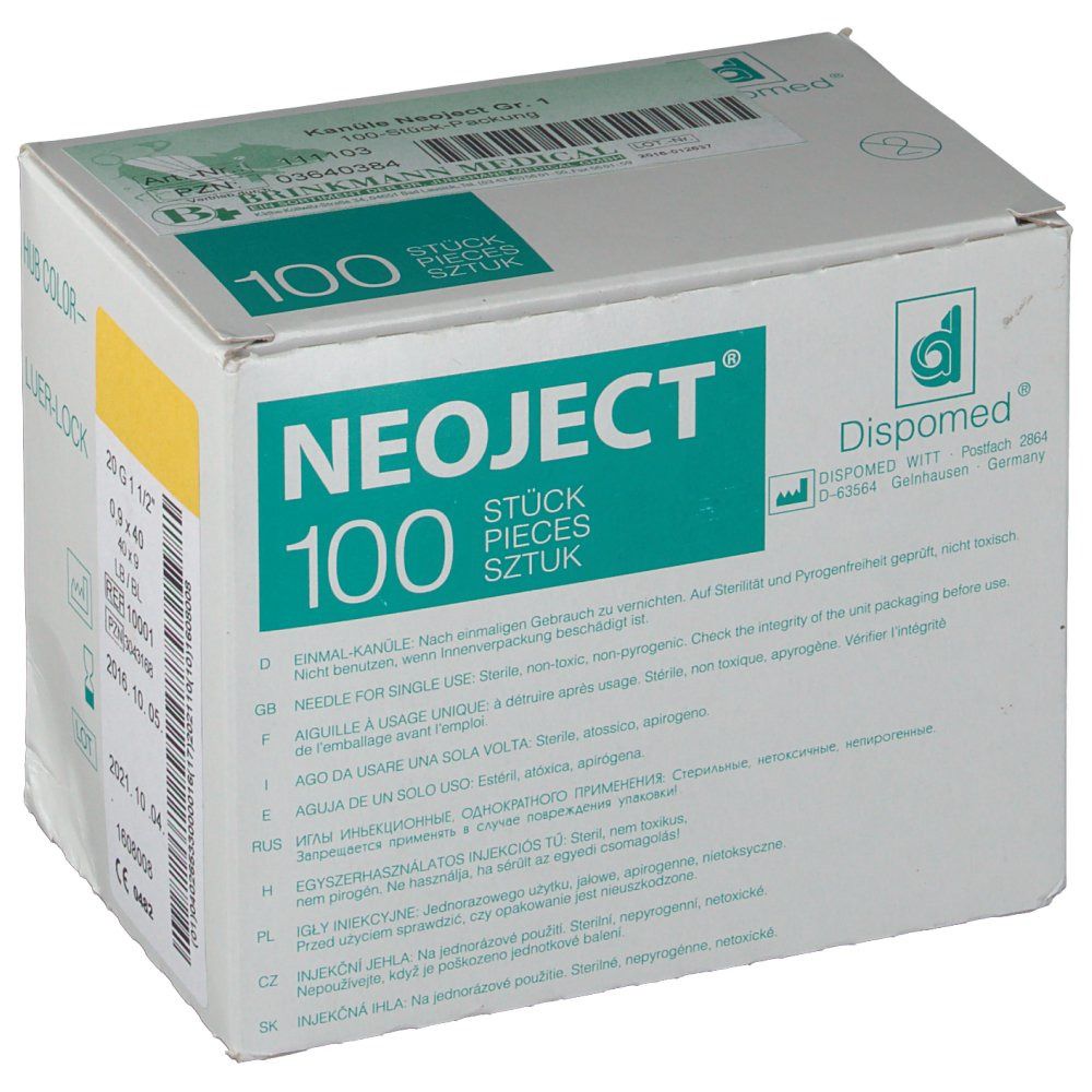 NEOJECT Kanüle 20G x 1 1/2 steril