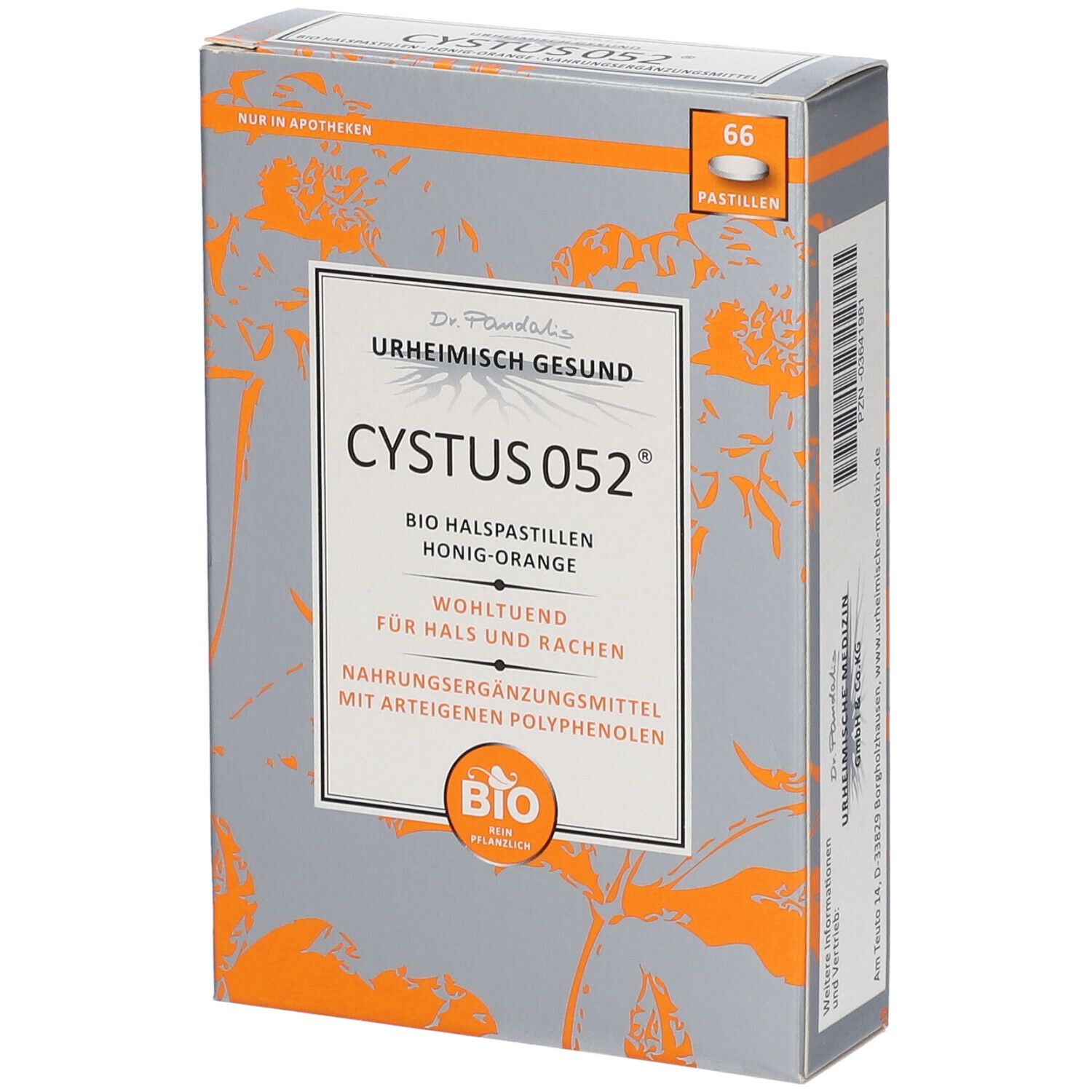 Dr. Pandalis Cystus 052® Bio Halspastillen – Honig-Orange